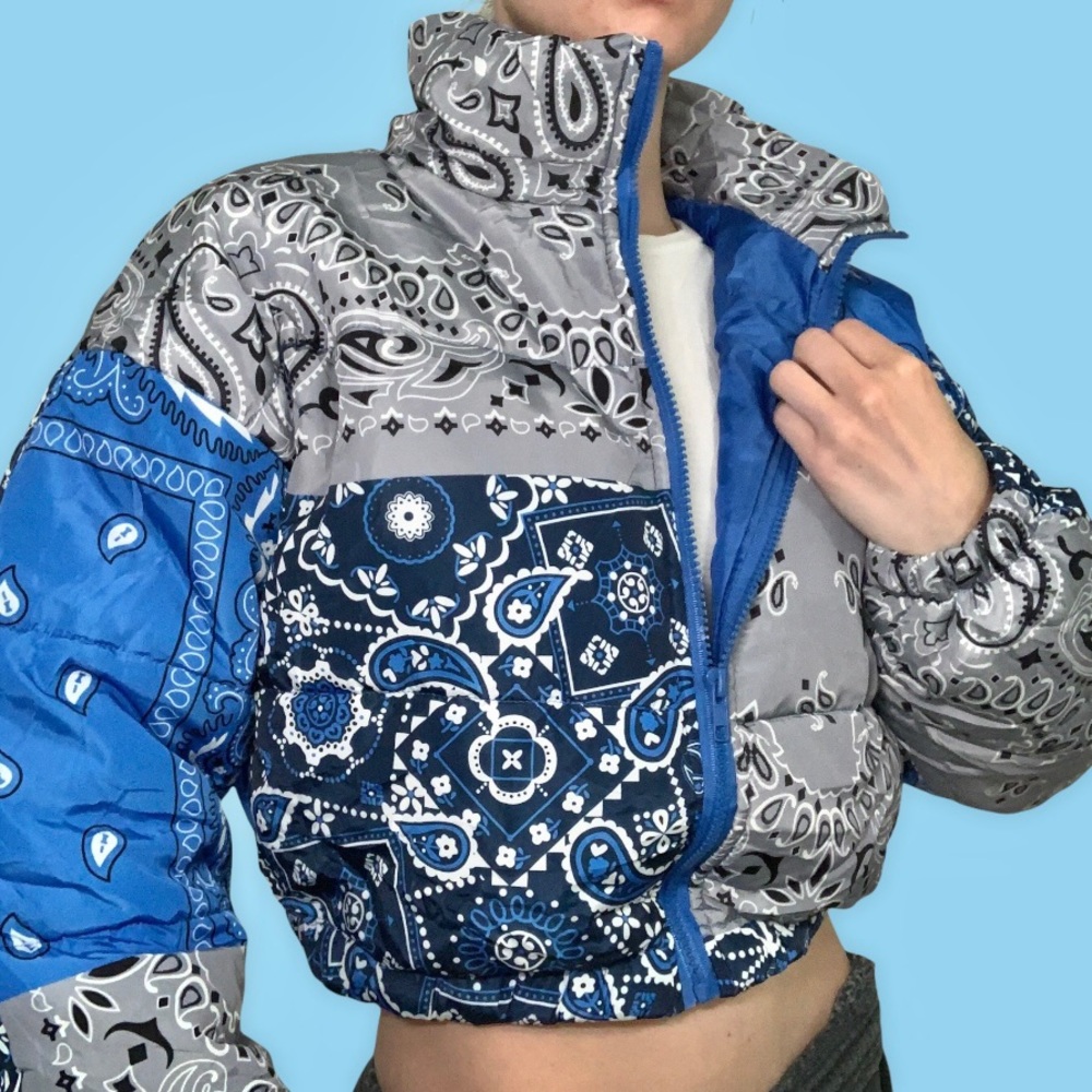Patchwork Crop Puffer Jacket